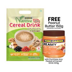 Nutrione Cereal Drink with 25 Grains 324g + Free 1 Peanut Butter 150g