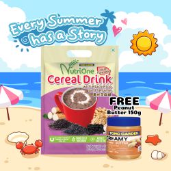 Nutrione Cereal Drink with Black Rice and Sesame 324g + Free 1 Peanut Butter 150g