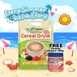 Nutrione Cereal Drink with 25 Grains 324g + Free 1 Peanut Butter 150g