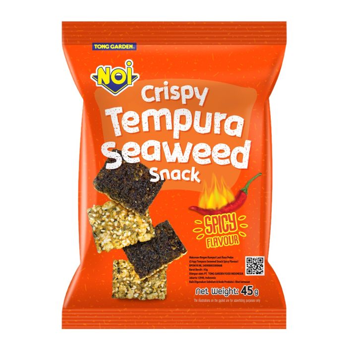 NOi Crispy Tempura Seaweed Snack Spicy Flavour 45g （Bundle of 2）（Best Before 04 FEB 2026)