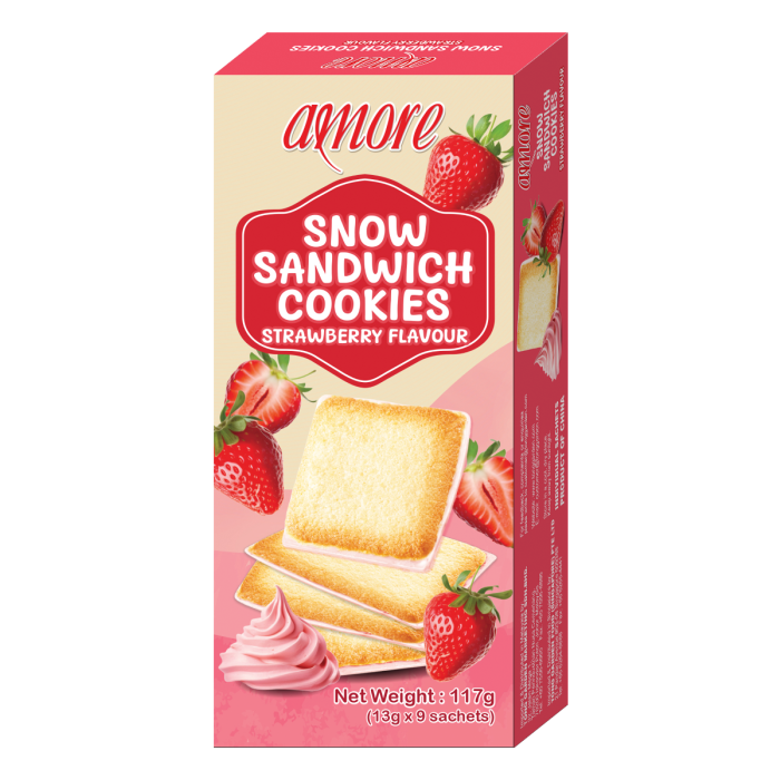 Snow Sandwich Cookies Strawberry Flavour 117g
